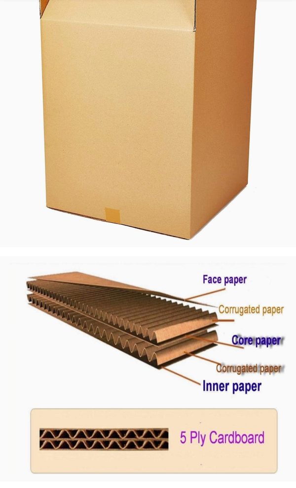 Large Double Layer Cardboard Packing Moving Shipping Storage Box (45x45x70 cms) - 1 Count - Image 2